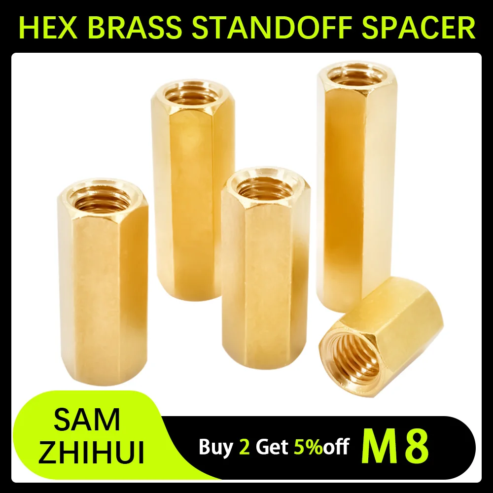 

M8 Шестигранная латунная проставочная прокладка «мама-мама», стойка для полой колонны, противостоящий болт, винт с шестигранной резьбой, гайка для материнской платы печатной платы
