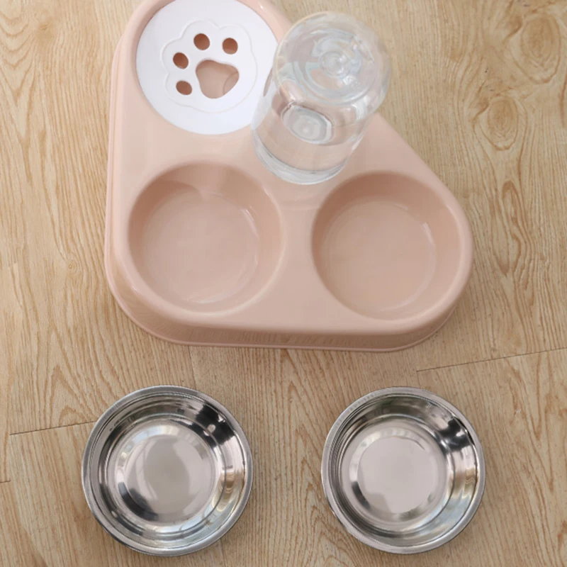 

3-in-1 Stainless Steel Cat Bowl Water Dispenser Automatic Water Storage Pet Cat 500ml Pet Cat Cat Bowl pjop