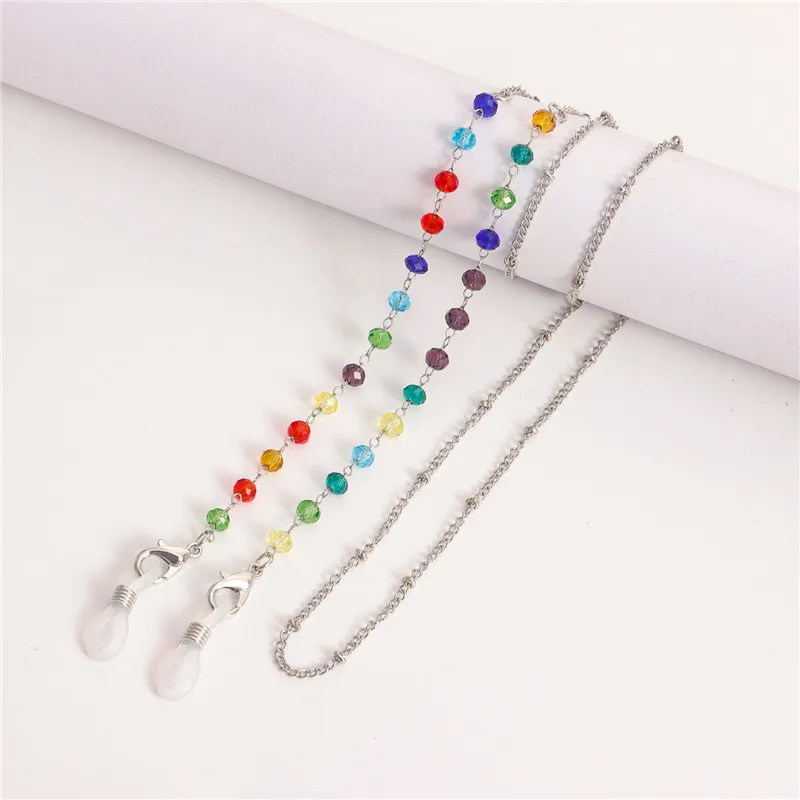 Ожерелье-цепочка для очков позолоченный шнур с хрустальными бусинами защиты