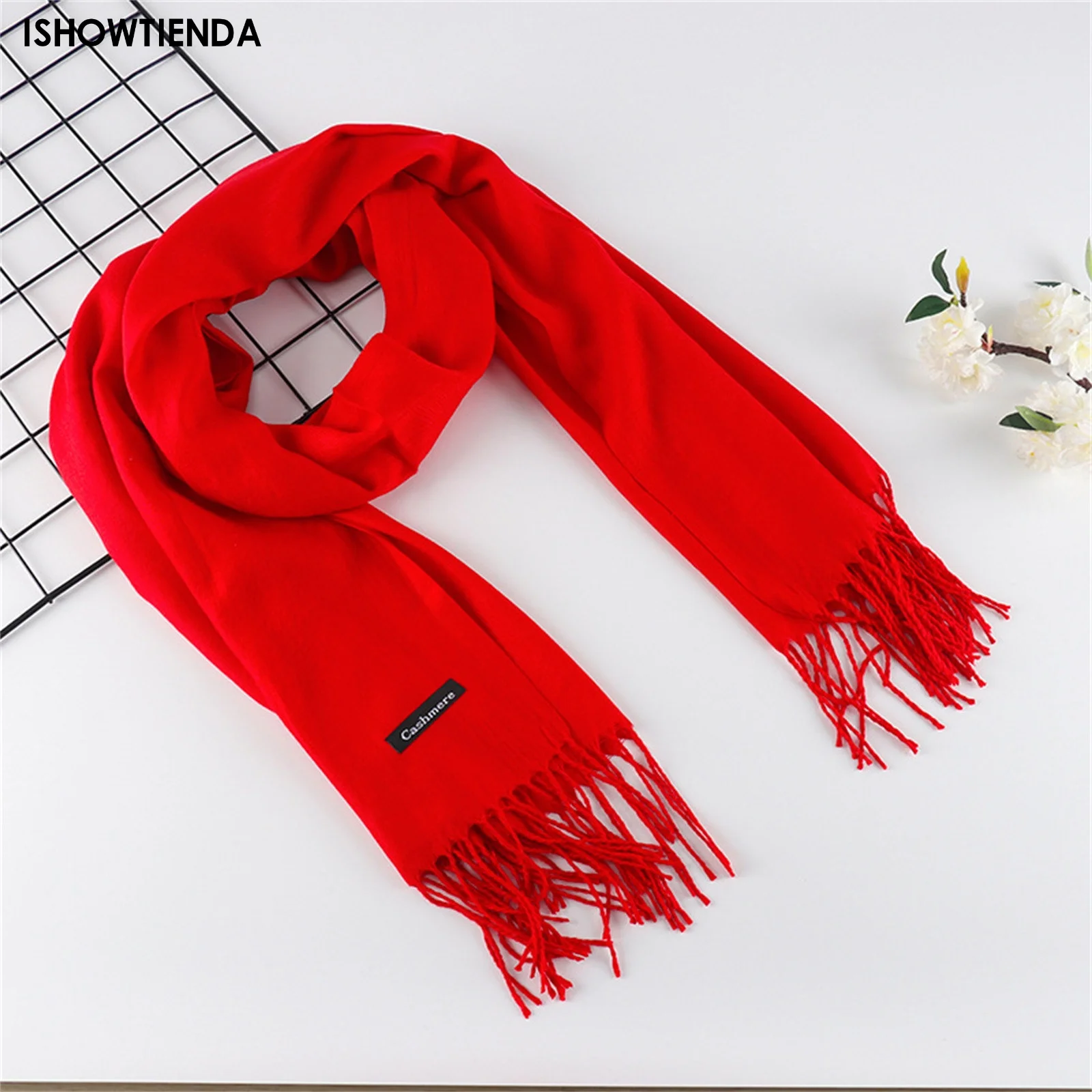 

Winter Cotton Cashmere Scarf For Women Solid Color Tassel Scarves Soft Plain Shawl Foulard Viscose Autumn Warm Wrap Shawls New