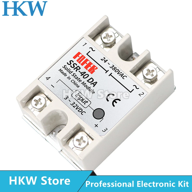 1 шт. SSR-10DA SSR-25DA SSR-40DA 10A 25A 40A твердотельный релейный модуль 3-32 В вход DC 24-380 AC выход
