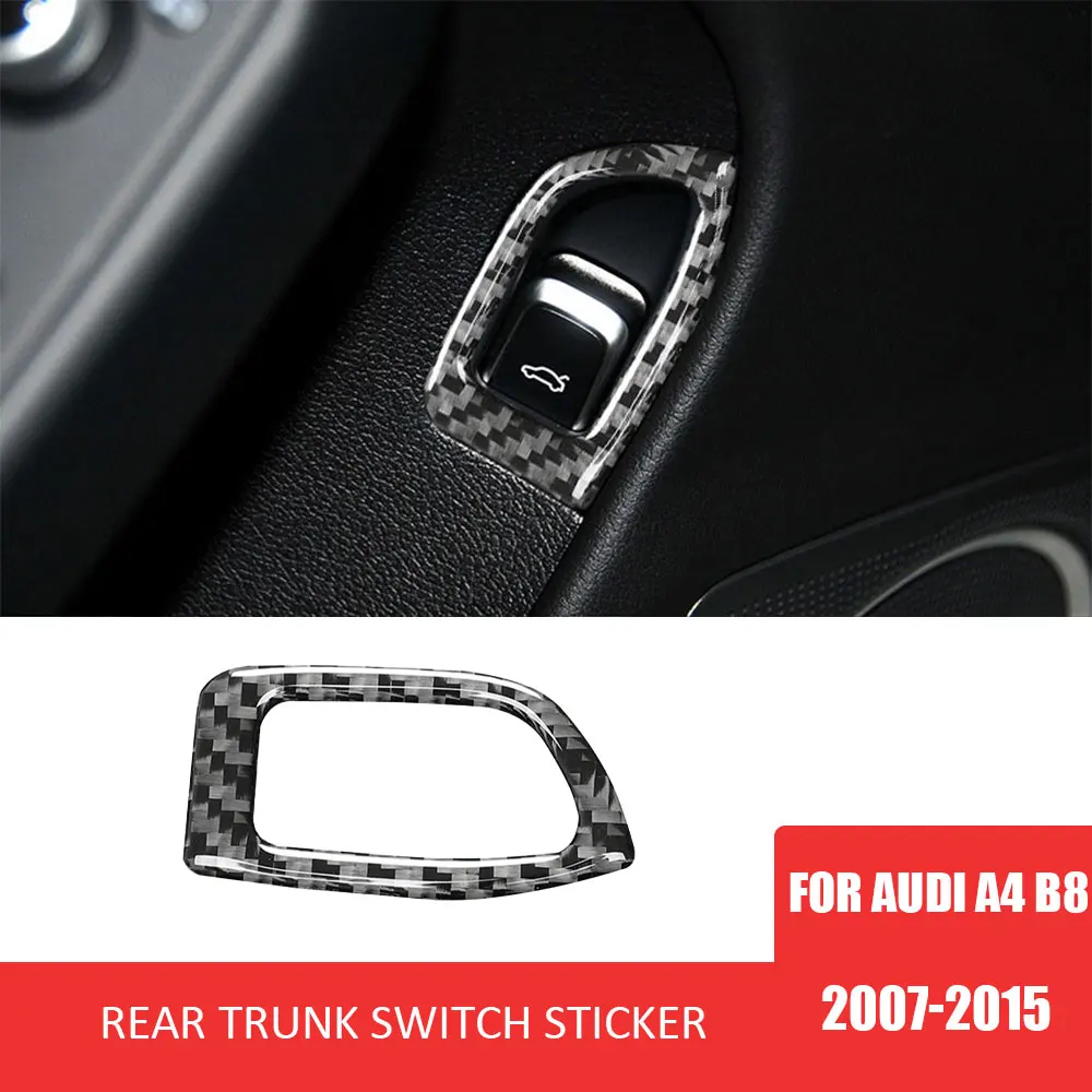

Car Trunk Switch Button Decorative Frame Sticker Carbon Fiber Film for Audi A4 B8 2007-2015 Automotive Interior Accessories