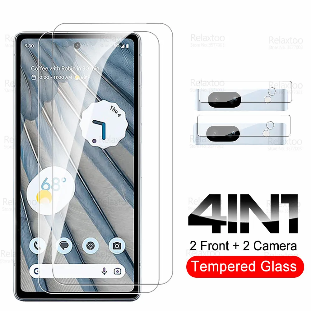 

For Google Pixel 7A Glass 4in1 Camera Protective Tempered Glasses Googl Pixel7a 7 A A7 5G 6.1" Screen Protector Armor Cover Film