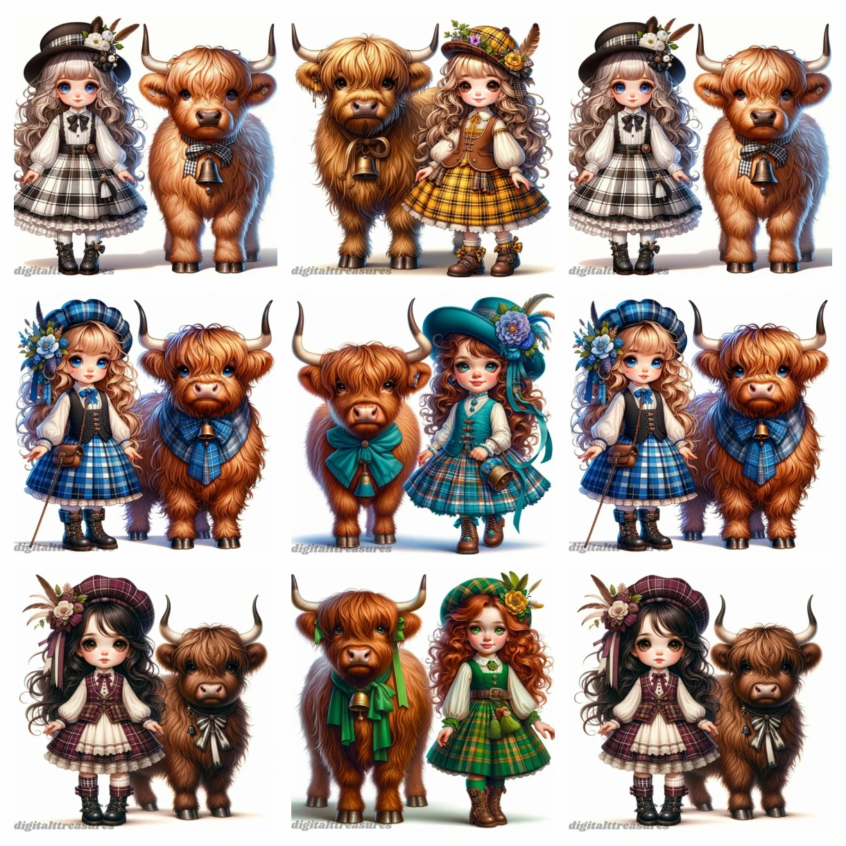 Набор алмазной живописи с мультихудлинной лошадью и коровой в мультяшном стиле