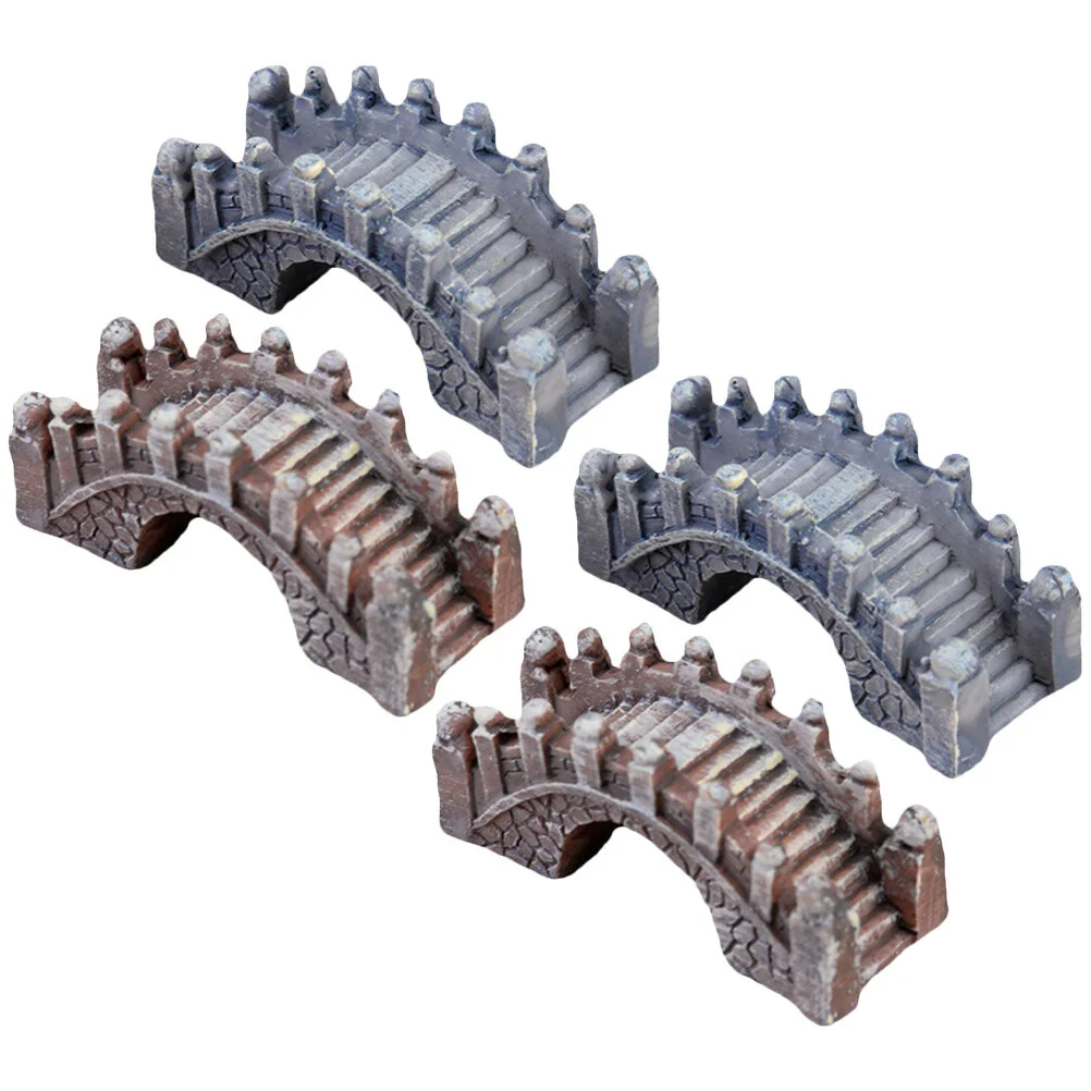 

4 Pcs Terrarium Container Landscape Bridge Miniature Decor DIY Bonsai Model Scene Layout Toy Room Resin Garden Yard