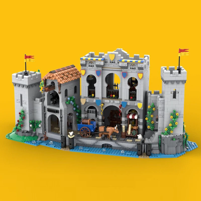 3564 шт. европейский средневековый замок с видом на улицу рыцари-лев
