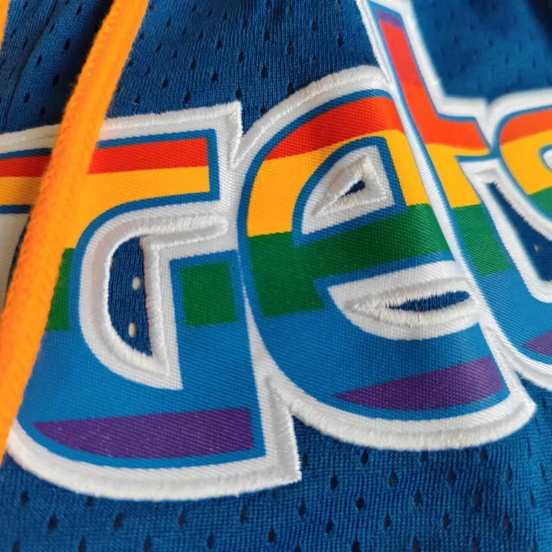 Спортивные штаны Денверский стиль Baskerball Джерси Nuggets вышивка Радуга