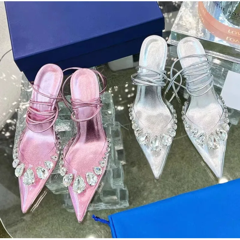 

Luxury Big Rhinestones Women Sandals Sexy Ankle Strap Crystal Woman High heels Spring Autumn party shoes
