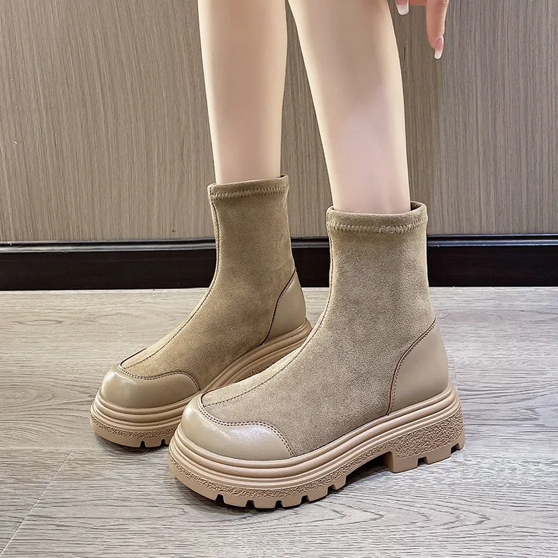 

Сапоги, обувь, сапоги на платформе-женская зимняя обувь с круглым носком, резиновая обувь до щиколотки 2023, кожаная обувь в Стиле Лолита на осень и зиму для дам