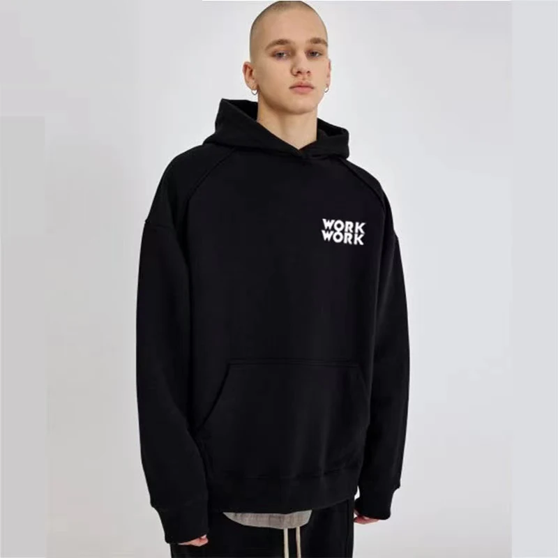 

Mens WORK WORK Printed Fashion Hoodie Man Sweatshirt Cool Hooded Hip Hop Casual Ladies Unisex High Quality Pullover Hoodie
