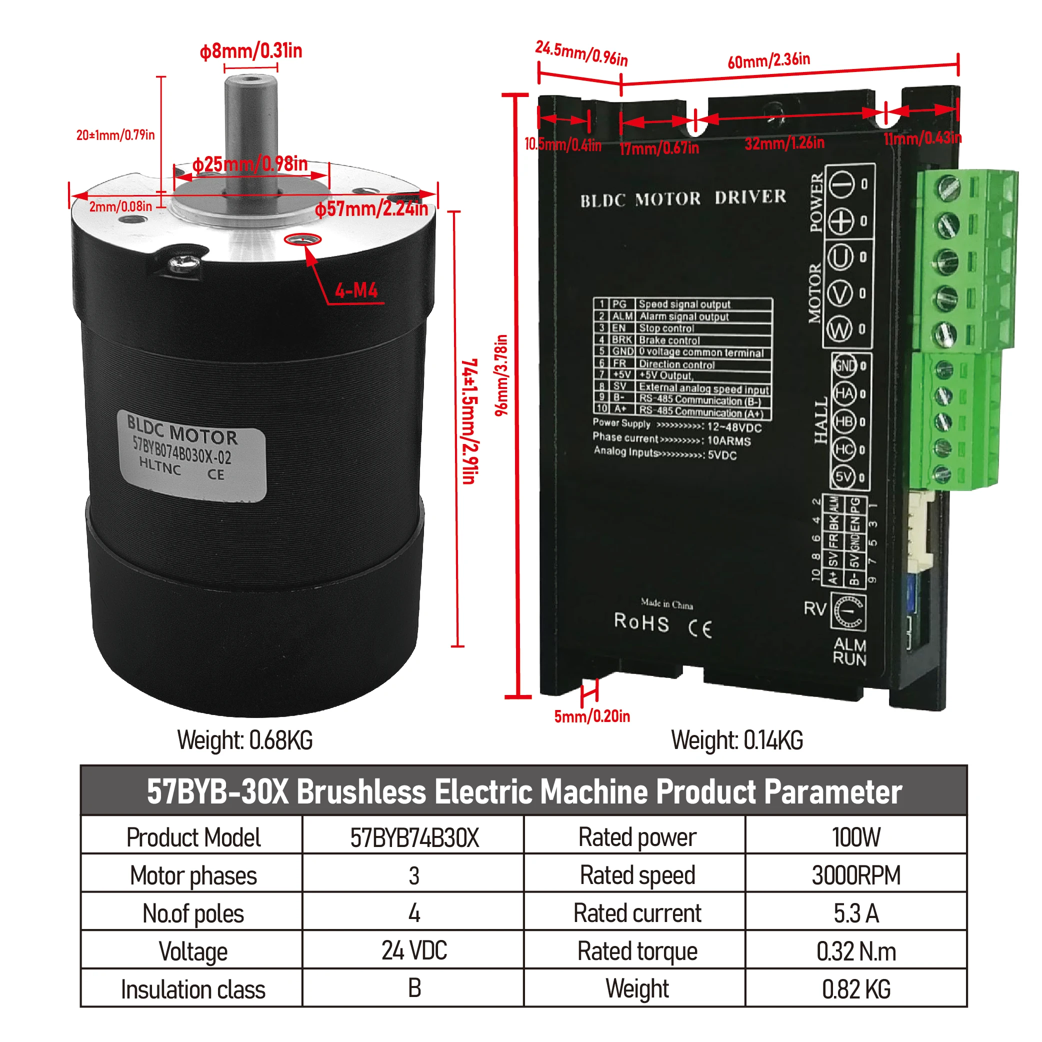 

Бесщеточный двигатель XLWLH 57BYB-30X 50X 100X BD10LR 100 Вт