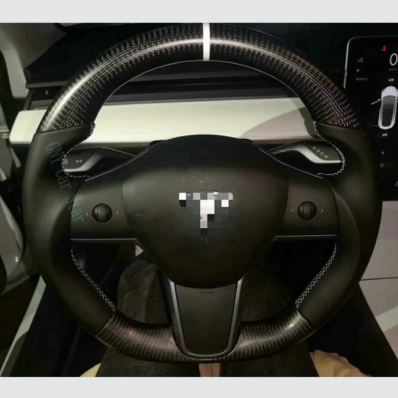 Акция руль из натурального углеродного волокна/кожи для Tesla Model 3 | Автомобили и