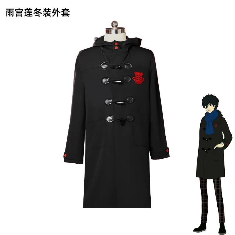 P5 Game Ren Amamiya Косплей Костюм Джокер Зимняя толстовка с вышивкой Пальто Брюки