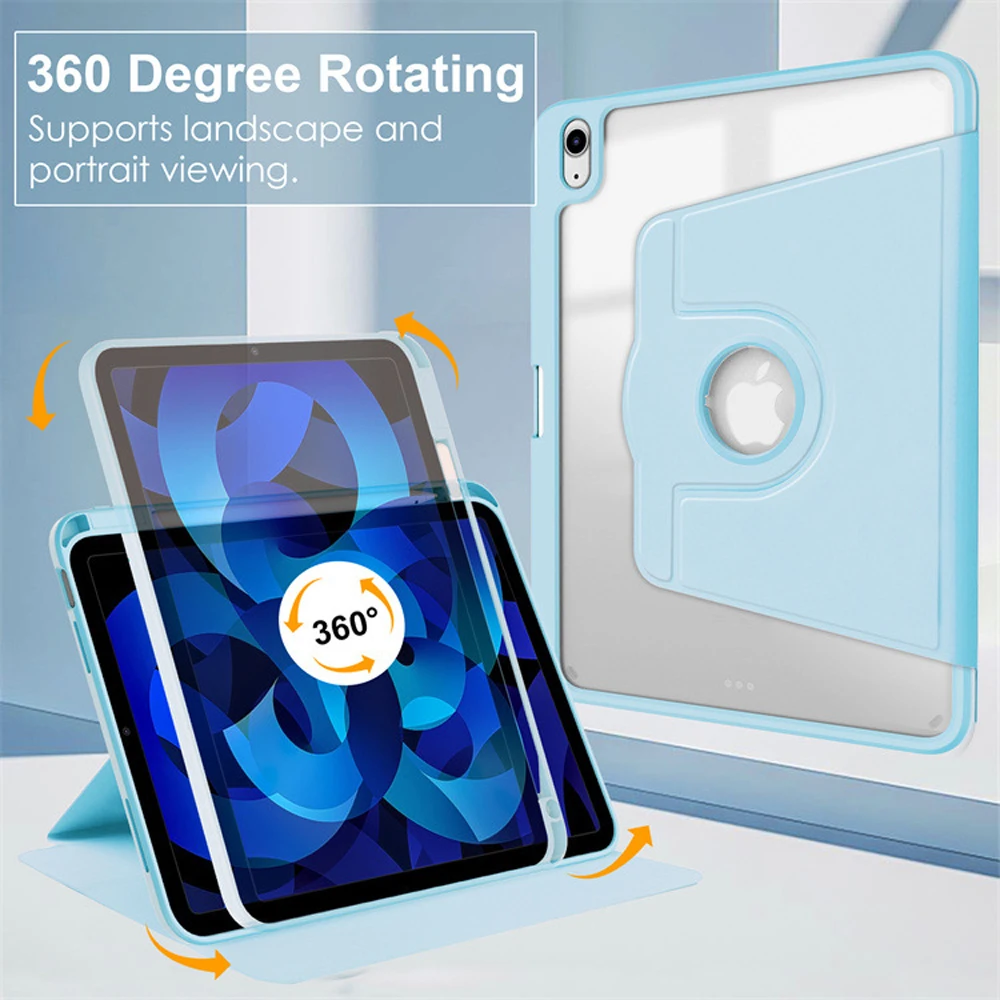 

360 Degree Rotation Flip Case For Ipad 10th Air Mini Pro Protective Cover Full-Coverage Anti-Fall With Anto Wake Sleep Function