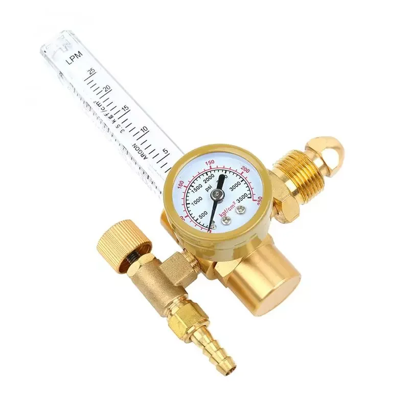 

Argon Pressure Reducer All Brass Tig Flow Meter Regulator Welding Pressure Reducer Flow Gauge CGA580 G5/8 Male Thread