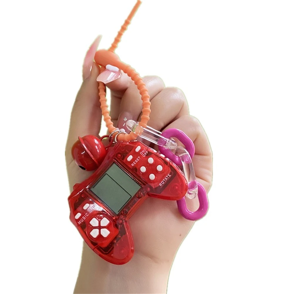 

2 in 1 Pendant Retro Game Console Keychain Playable Electronic Miniature Handheld Mini Games Machine with Keychain Ring Gift
