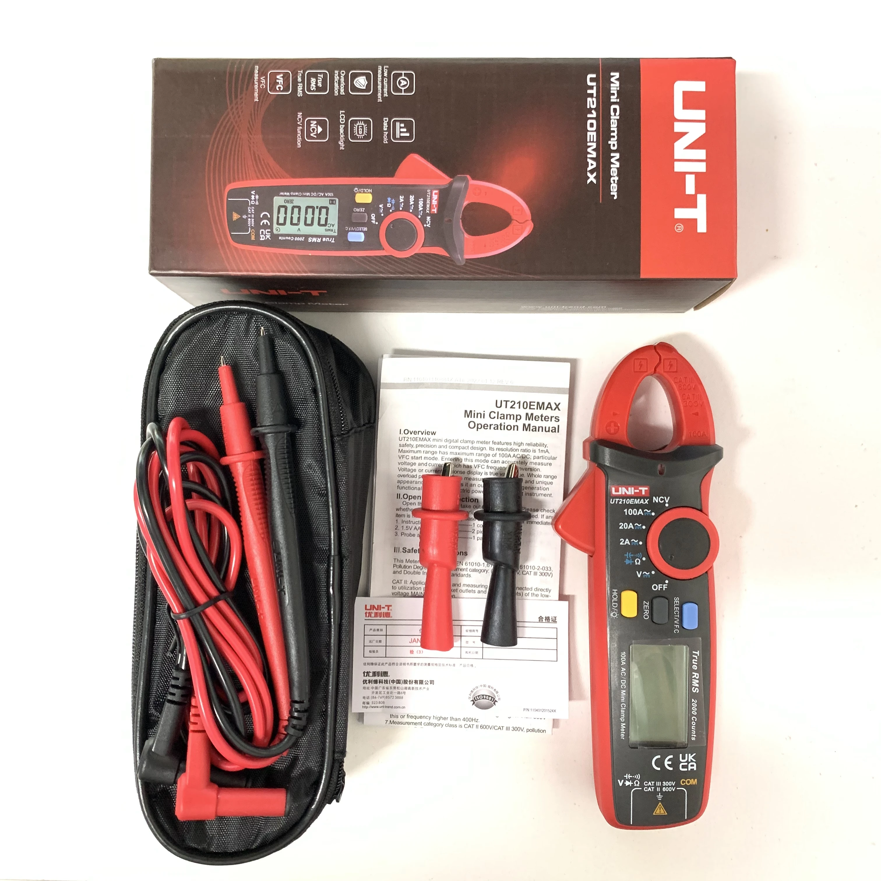 

UNI-T UT210E Professional UT210EMAX Edition Digital AC And DC Current Clamp Meter Voltage Tester 100A Ammeter Frequency Tester