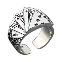 punk rock magician poker ladies open ring vintage lucky finger with zircon jewelry ladies adjustable ring gift 2022