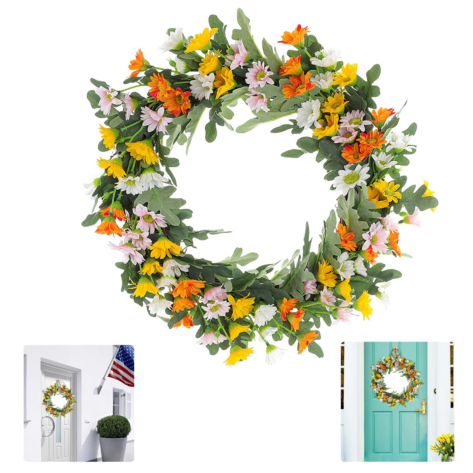 

Simulation wreath ornaments door ornaments colorful daisy wreaths wedding decoration photography props fake flowers silk flowers
