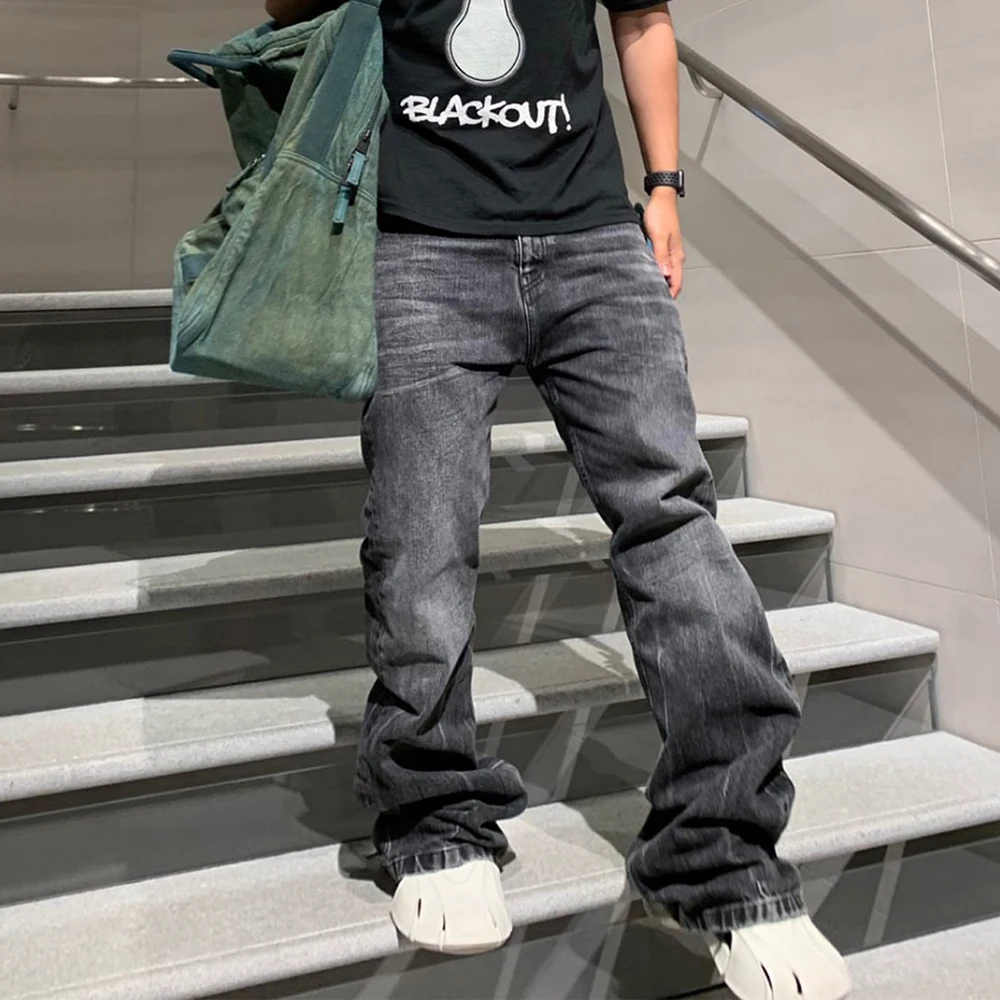 

Harajuku Washed Vintage Straight Wide Leg Denim Pants Men and Women High Street Baggy Casual Flare Jeans Pants Oversized