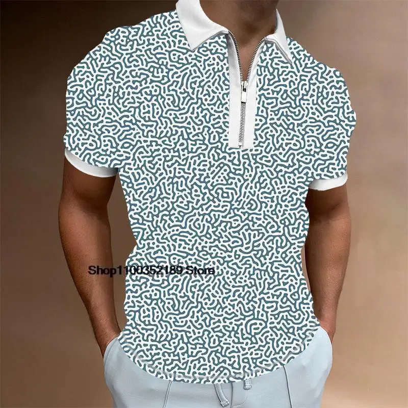 

Mens Fashion Patchwork Short Sleeve Polo Shirts 2022 Summer Harajuku Streetwear Casual Turn-down Collar Zipper Designer Tees Top