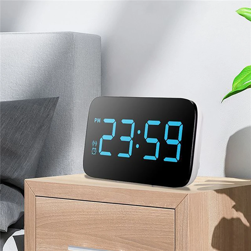 

Desktop LED Digital Alarm Clock Smart Voice Control Digital Clock Electronic Table Decor Adjustable Brightness Snooze Function
