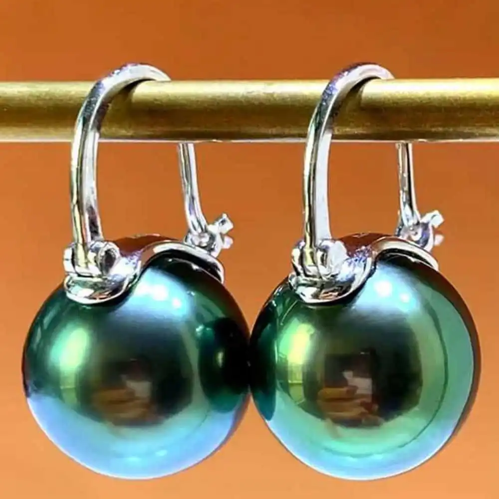 

Lucky 12MM Peacock Blue Shell Pearl Earrings 18k Hook New Year Diy Jewelry Holiday gifts CARNIVAL Halloween Wedding FOOL'S DAY