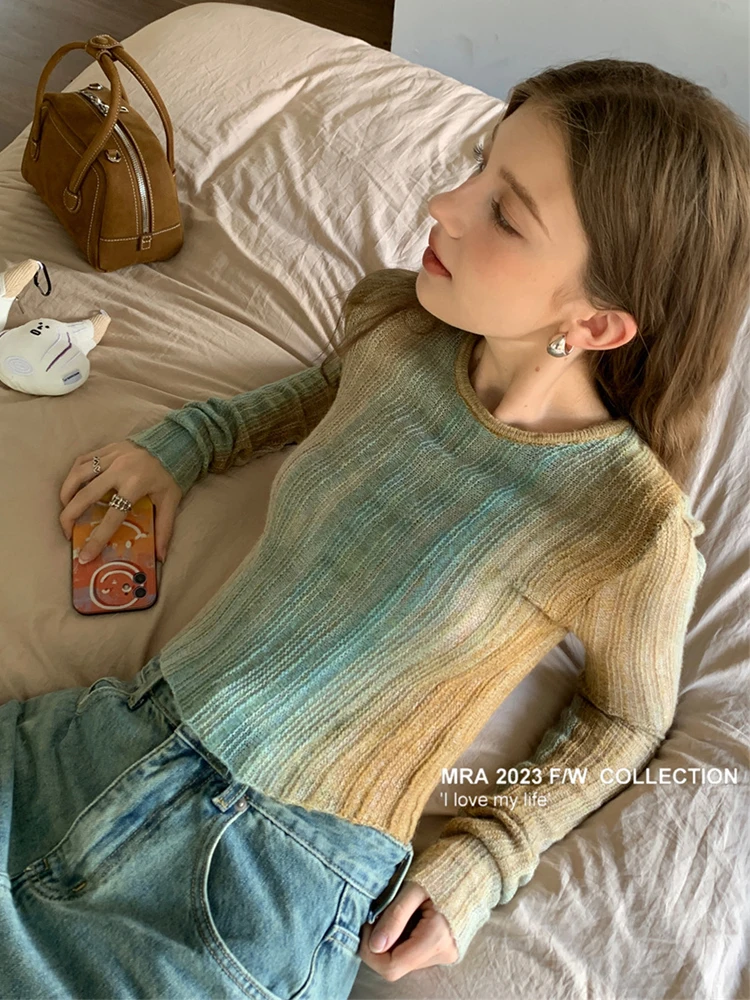 Женский джемпер с длинным рукавом Повседневный пуловер круглым вырезом и