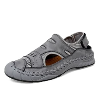 summer mens sandals casual mesh handmade slip on outdoor 2022 soft breathable shoes luxury design closed toe walking hiking