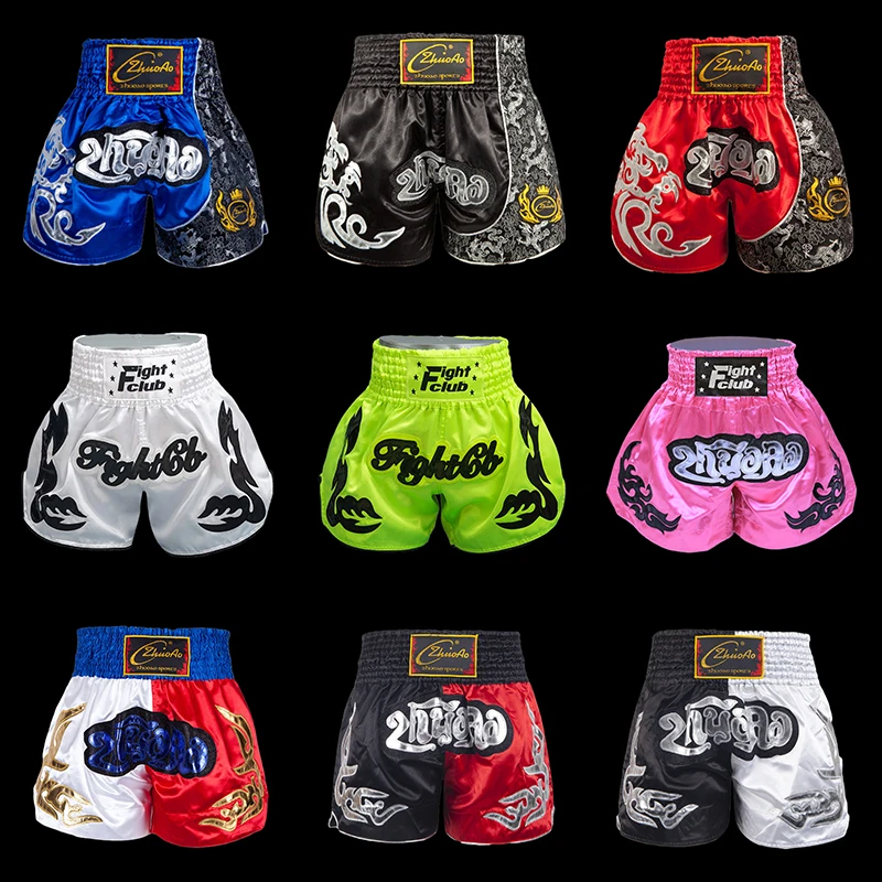 

Muay Thai Shorts Professional Boxing Shorts Men Womens Kid Boy Girl Embroidery Training Competition Martial Arts MMA Fight Pants