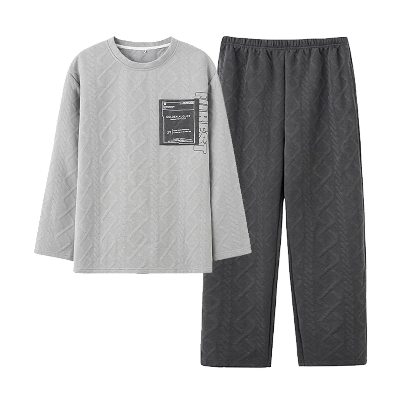 QUHENG Newest 2022 Cotton Pijama for Men 2 Pieces Lounge Sleepwear Autumn Long Sleeved Winter Home Clothes Man Pyjamas Set