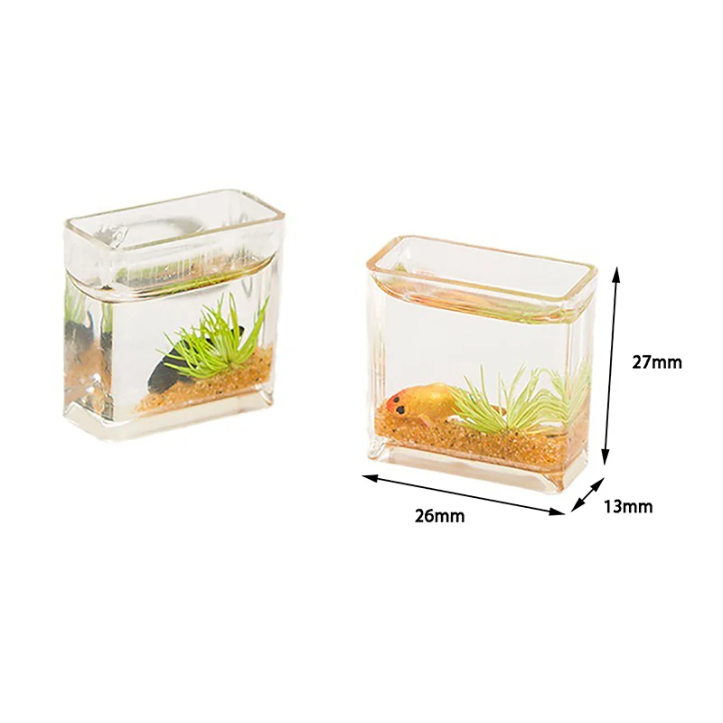 

1 шт., 1:12 миниатюрный стеклянный кукольный домик, искусственная рыба, аквариумная кукла, игрушка для кукольного домика, наклейки, случайный цвет