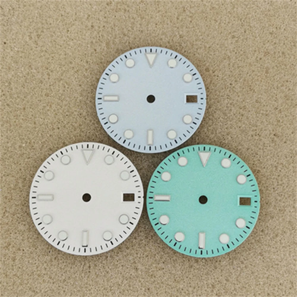 Light Blue/White/Green 28.5mm Watch Dial Frosted Dial No Logo Watch Face for NH35/nh36/4R/7S Movement Watch Modified Parts