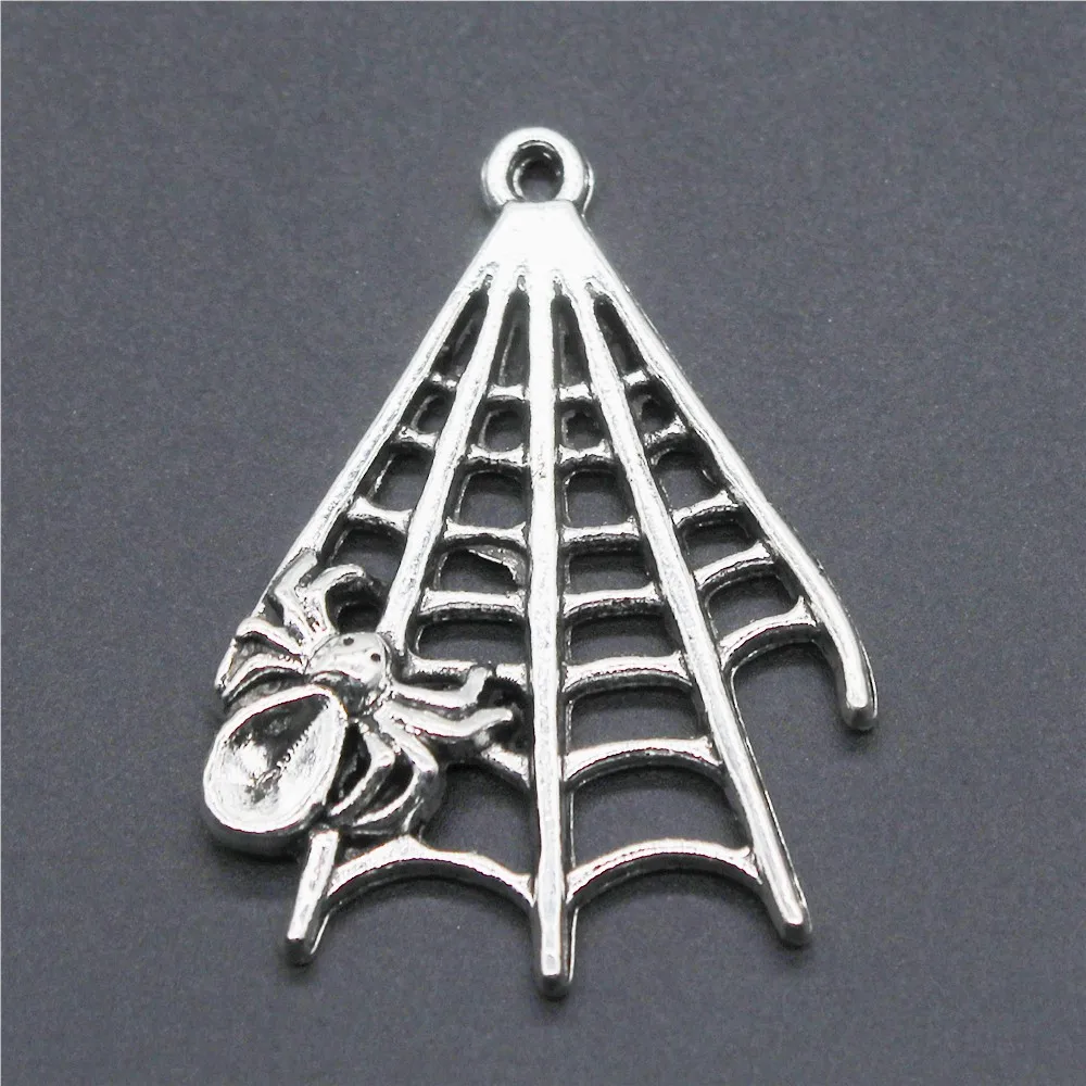 Подвеска в виде паутины, серебристого цвета, 23 х32 мм, 20 шт.