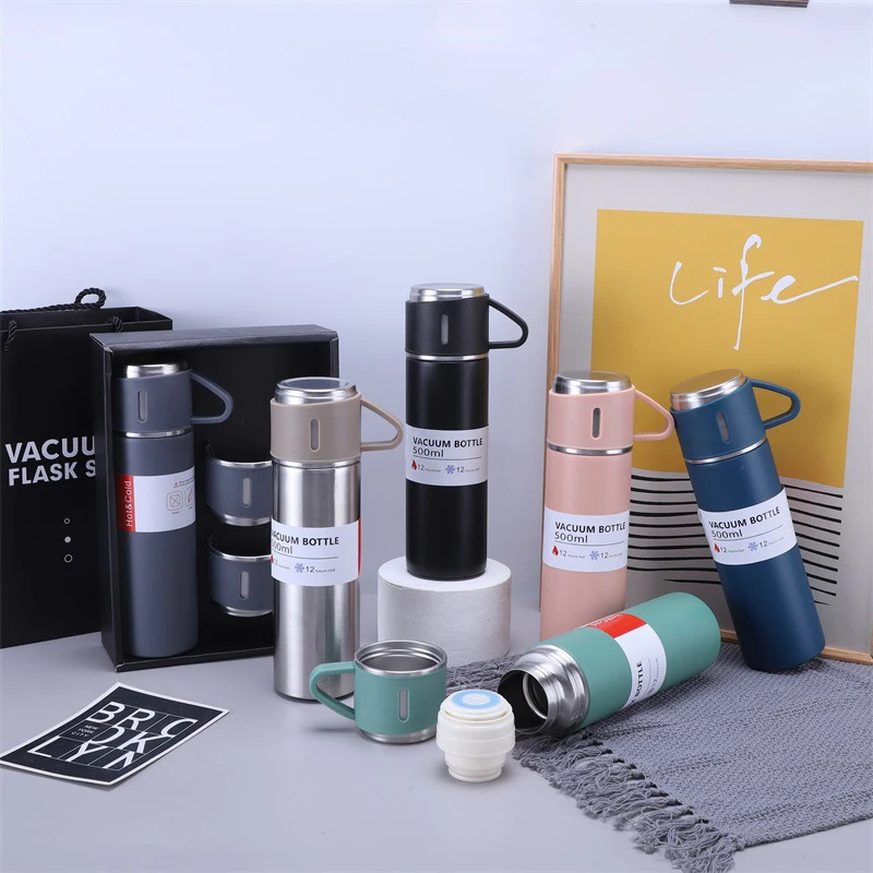 

500ml Water Bottle Portable Thermal Tumbler Travel Sports Mug In-Car Insulated Cup Stainless Steel Vacuum Flasks Coffee Thermos