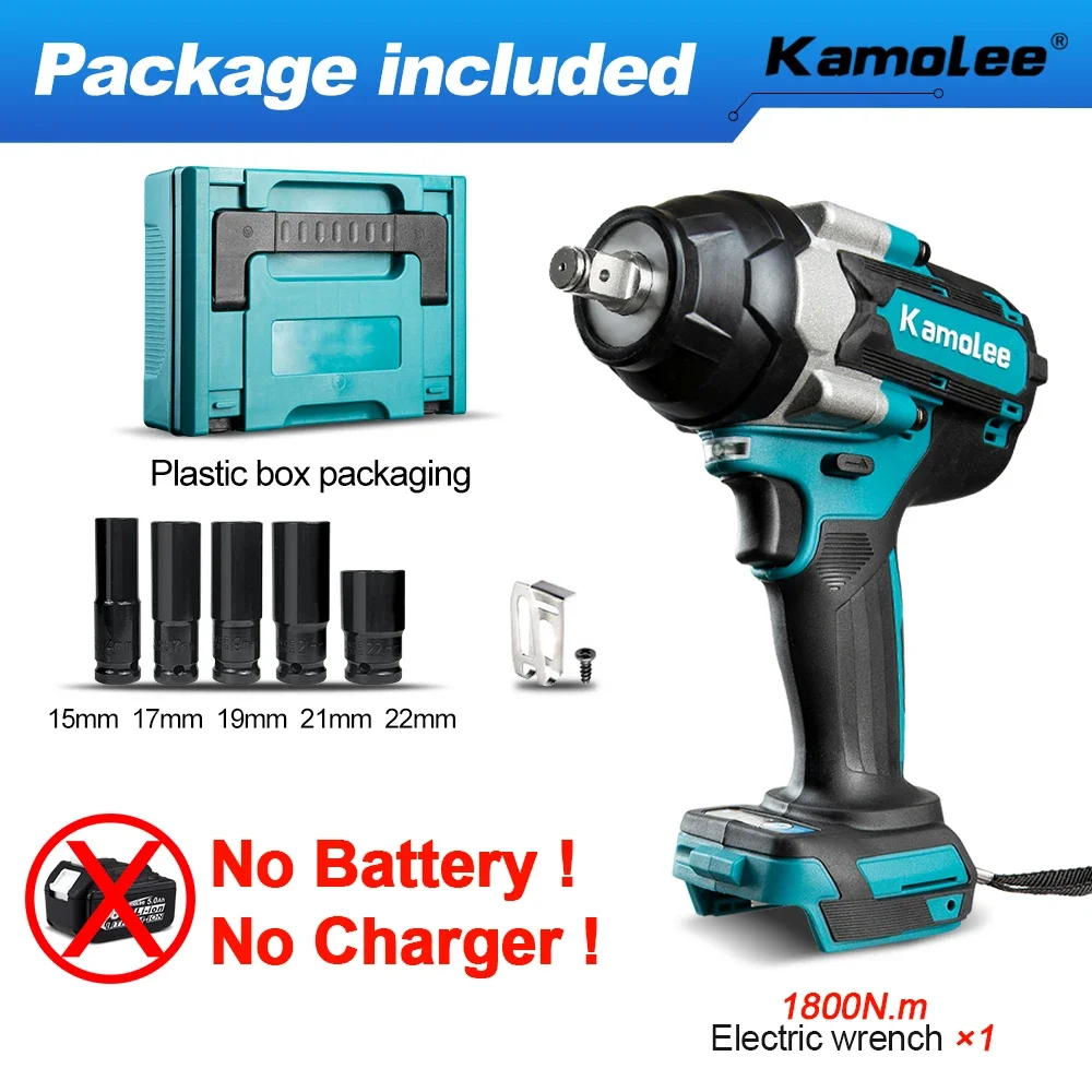 

Камаolee 1800 Нм DTW700 Беспроводной электрический ударный гайковерт для аккумулятора Makita 18 В