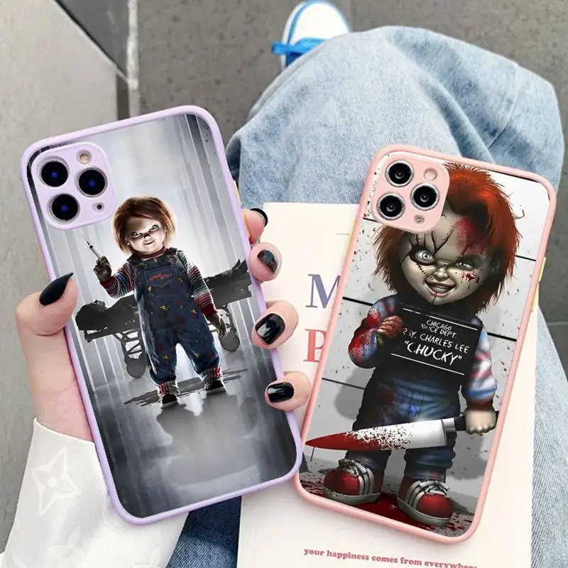 

Horror Movie Scary Chucky Doll Phone Case for iPhone X XR XS 7 8 Plus 11 12 13 pro MAX 13mini Translucent Matte Case