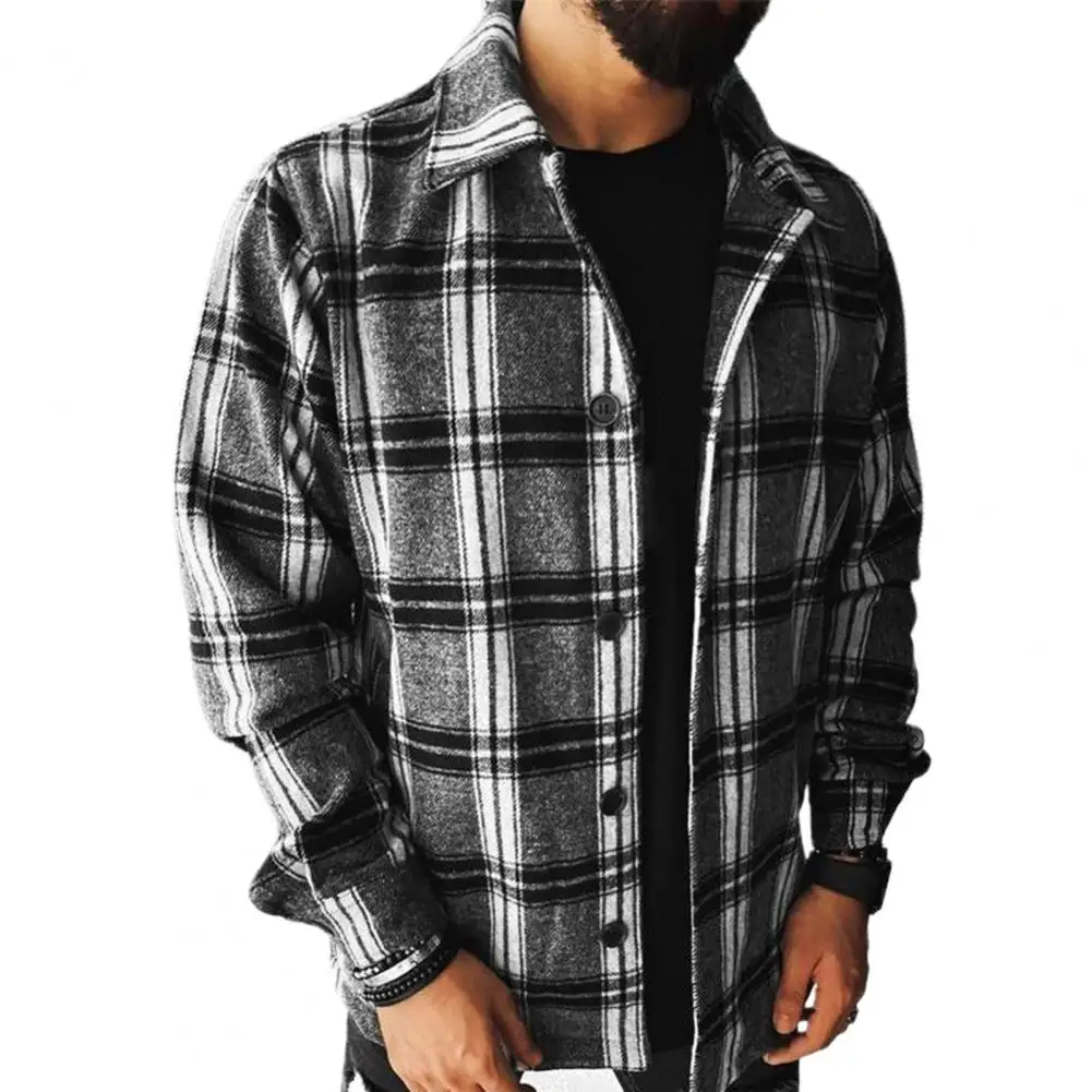 

Chic Men Shirt Men Long Sleeve Buttons Shirt Coat Single-breasted Clothes Jacket for Hanging Out