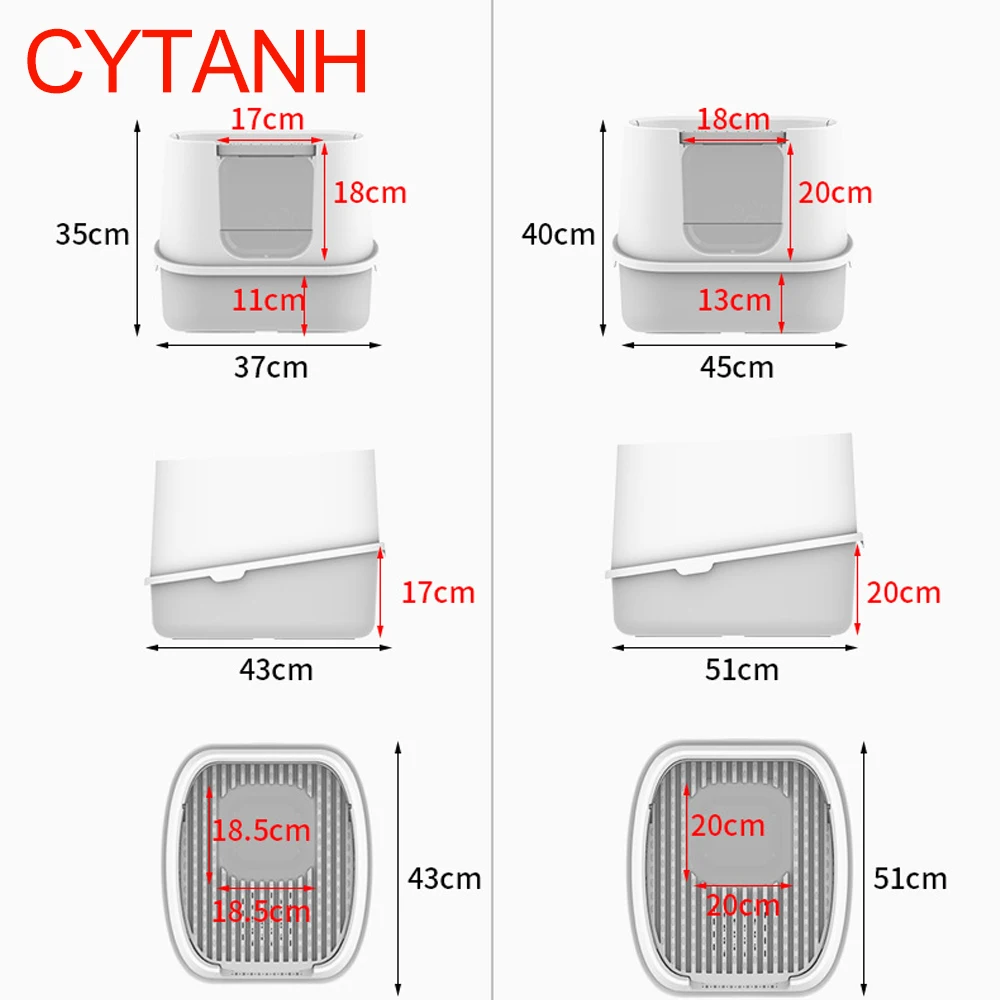 

Pet Litter Box Fully Enclosed Spillproof Deodorant Cat Toilet Two-Way Shovel Large Capacity Cat Toilet Litter Sandbox Box Closed