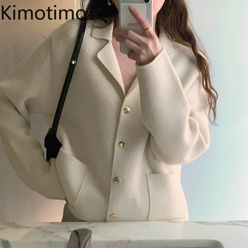 Женское твидовое трикотажное пальто Kimotimo Корейская шикарная дизайнерская