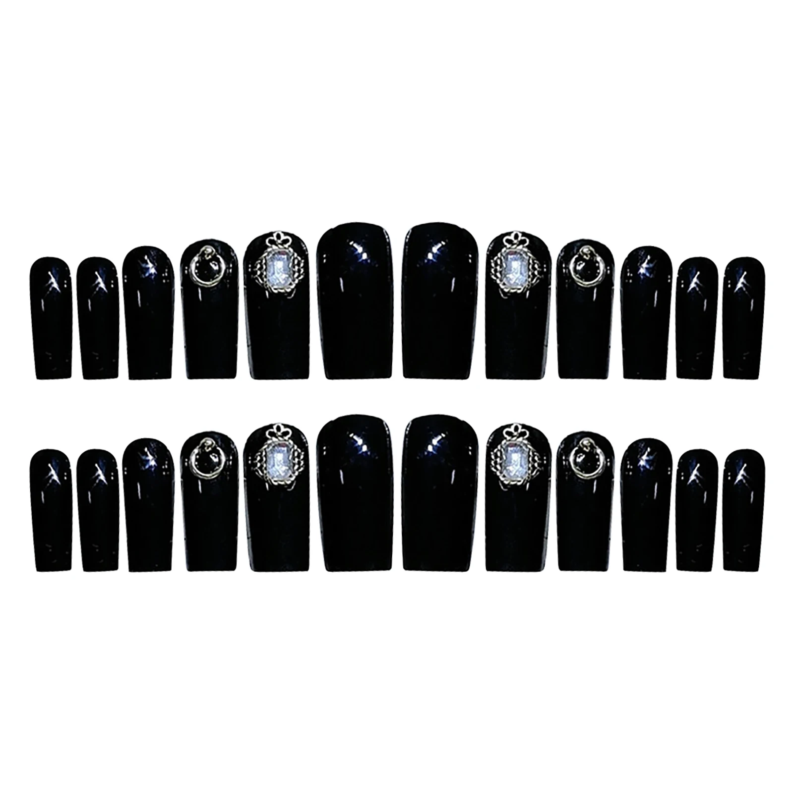 

Накладные ногти Типсы De Unha 24 шт. длинные плоские ногти милый черный дизайн ногтей Готовые Ногти