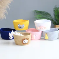 Cartoon Animals Hand Woven Storage Basket Kids Toys Desktop Organizer Sundries Storage Box Laundry Baskets Nursery Kids Room
