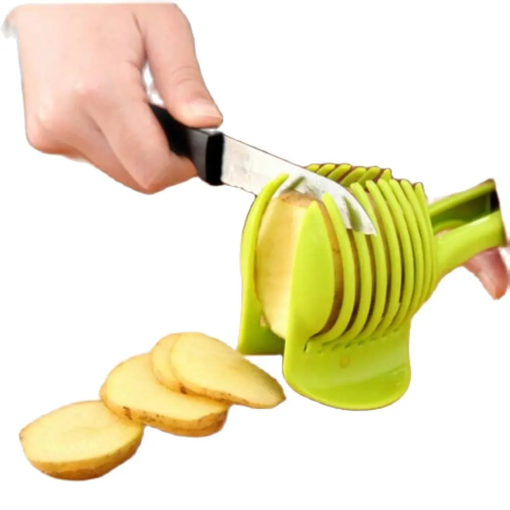 

Plastic Potato Slicer Tomato Cutter Tool Shreadders Lemon Cutting Holder Hand Cooking Tools Kitchen Gadgets Kitchen Accessories