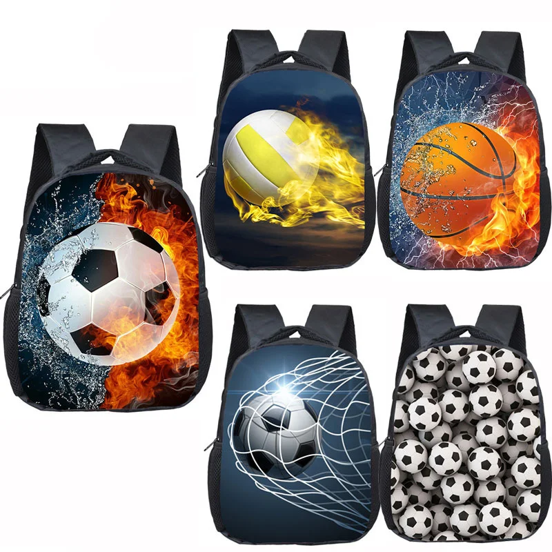 

Soccerly Footbally / Volleyball / Basketball Print Backpack for 2-4 Children School Bags 12 Inch Kindergarten Book Bag