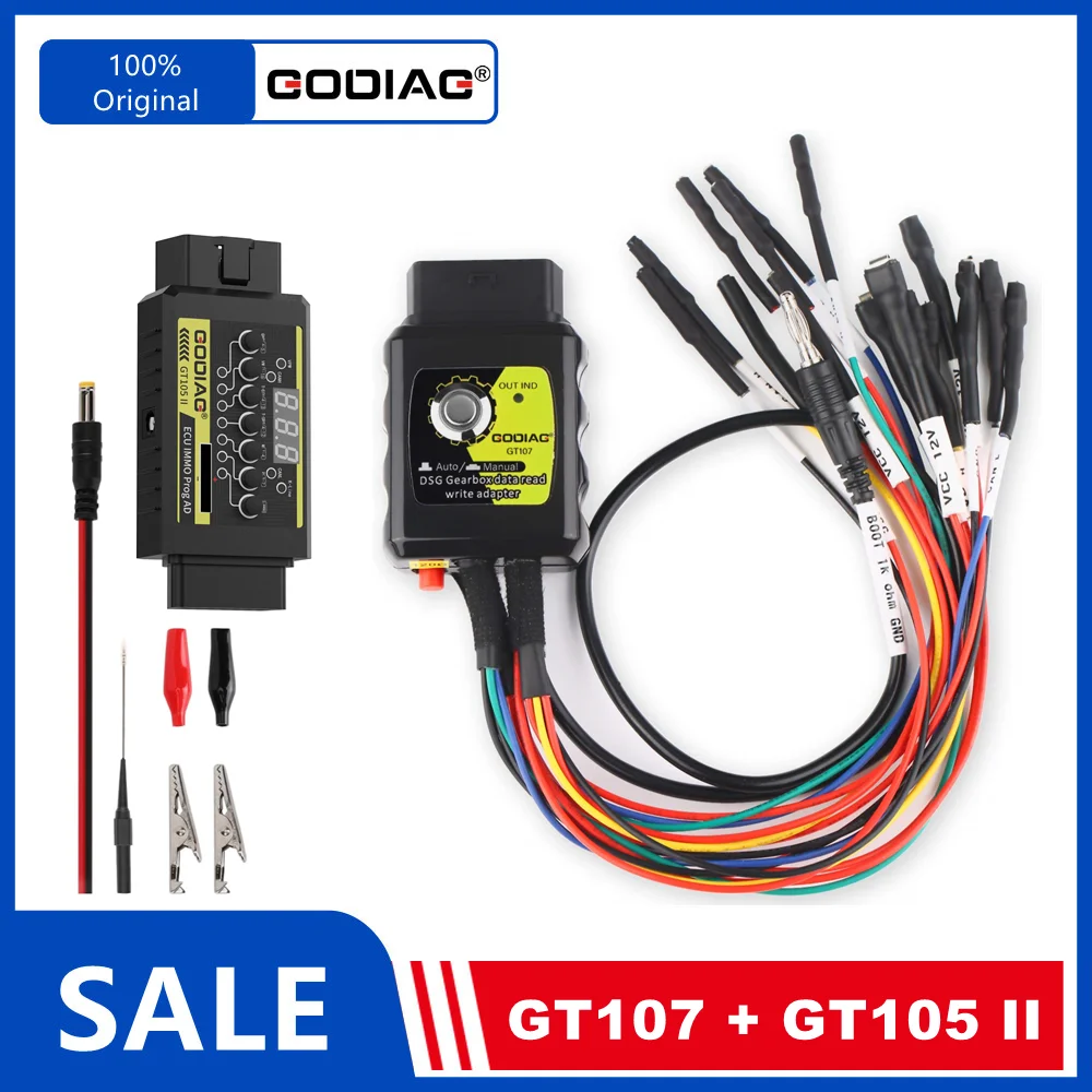 

Адаптер данных коробки передач GODIAG GT107 + GT105 II DSG Plus для DQ250, DQ200, VL381, VL300, DQ500, DL501, для Benz/BMW