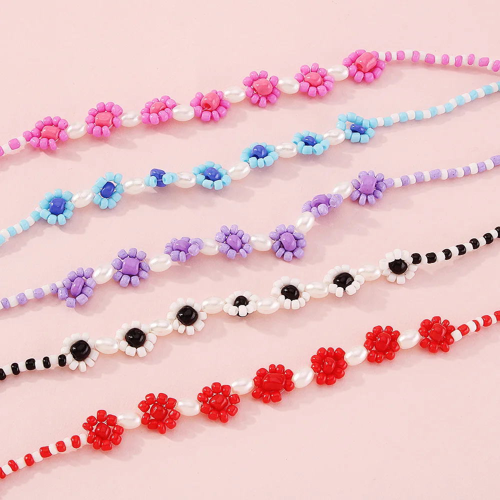 Сладкий этнический браслет для женщин с яркими бусинами риса и жемчужиной в виде цветка, бохемское украшение на ногу 2022 года.