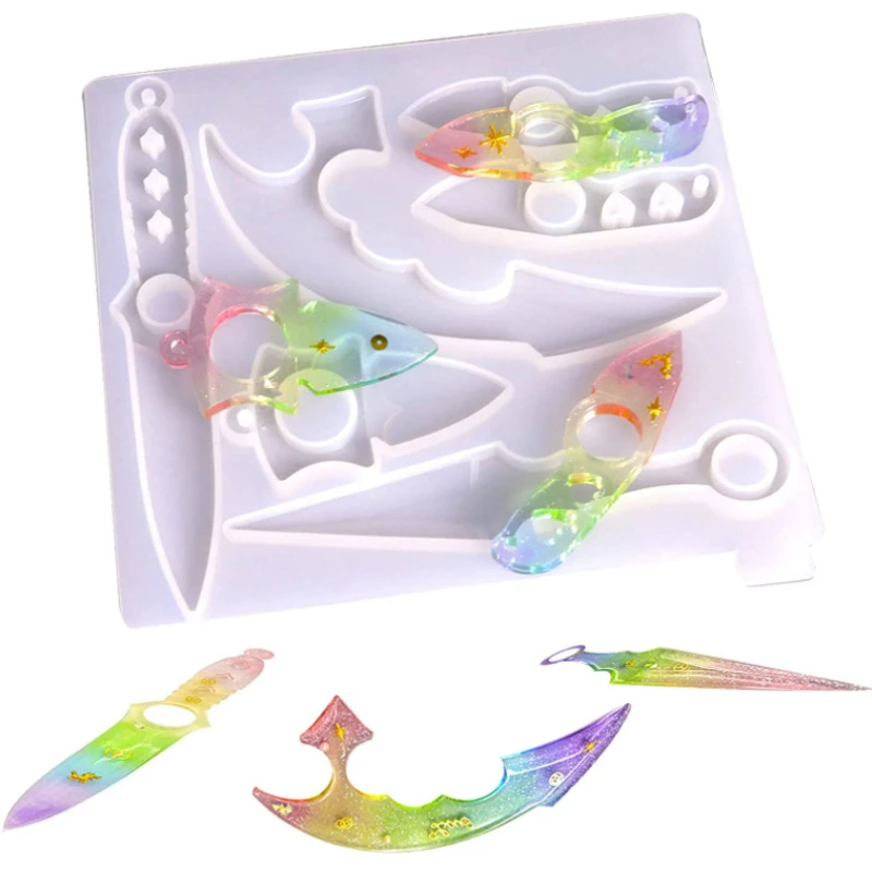 

Форма «сделай сам» для брелока из смолы, силиконовая цепочка для кинжала, для рукоделия из эпоксидной смолы, литье для украшений ручной рабо...