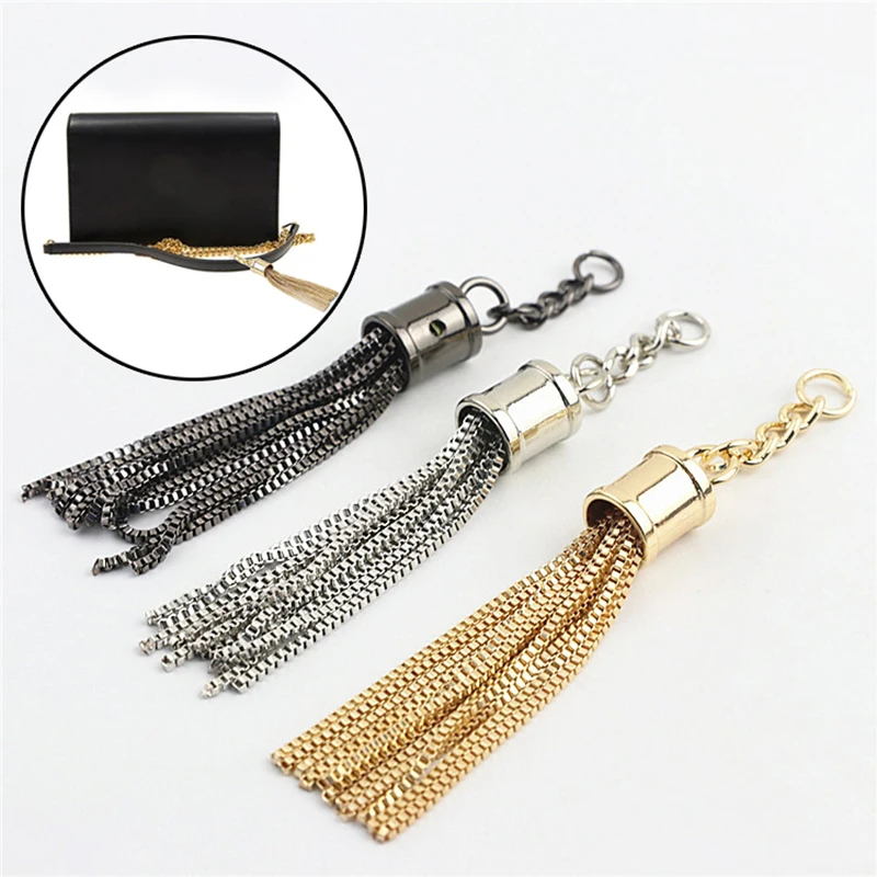 

1 PC Metal Chain Tassel Leather Bags Jewelry Curtain Garments Decorative Accessories DIY Key Cell Phone Bag Fringe Trim Tassels