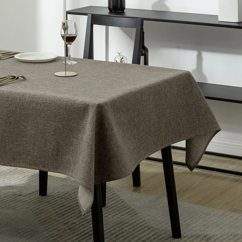 

solid color fabric tablecloth Chinese waterproof, oil-proof and no-wash Nordic light luxury coffee table rectangular tablecloth