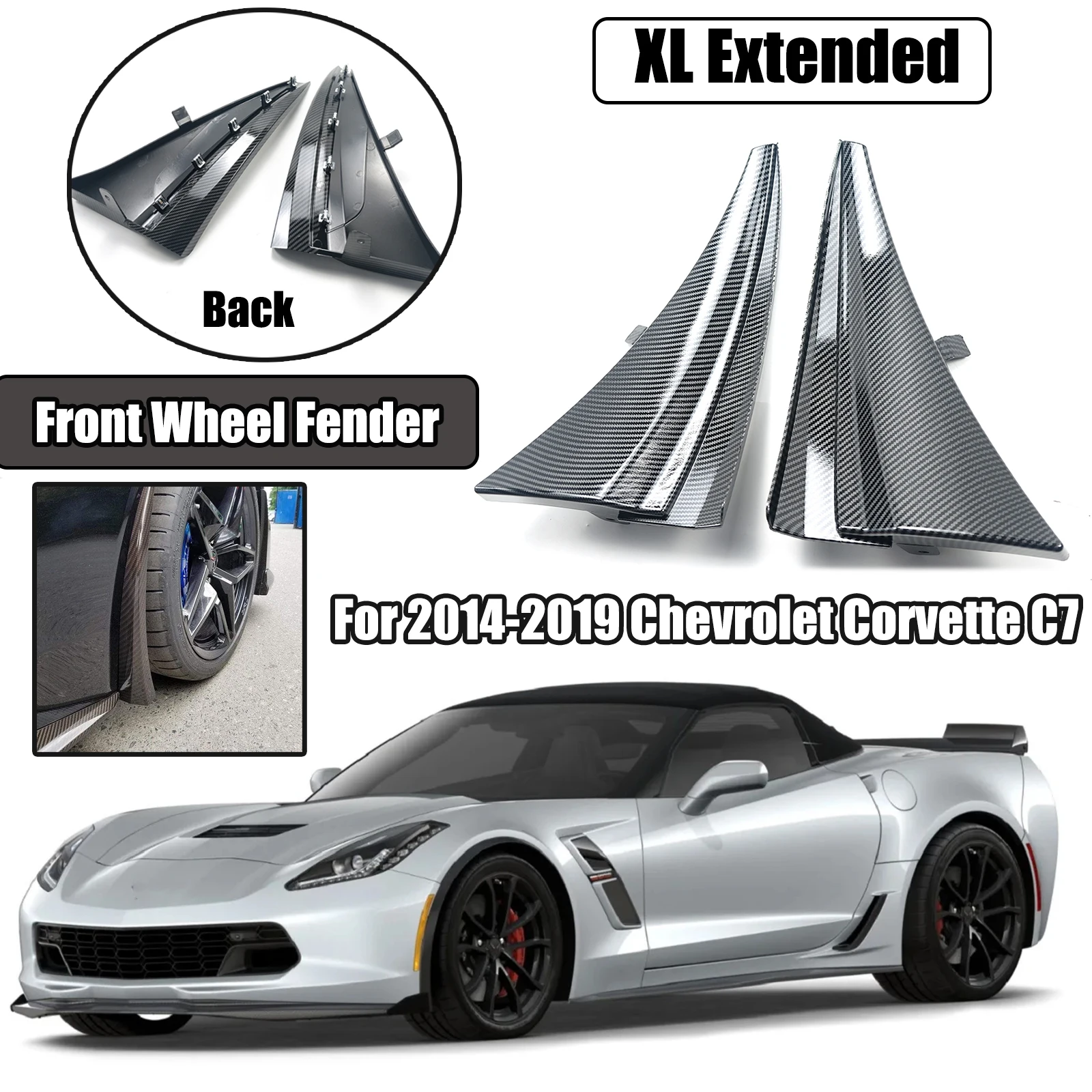 Для 2014-2019 Chevrolet Corvette C7 A пара XL расширенные передние Брызговики от грязи для бровей